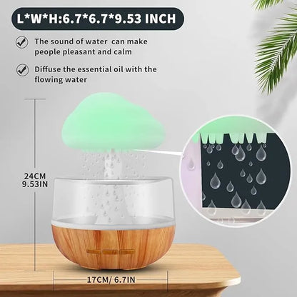 Cloud Rain Diffuser, Snuggle Cloud, Light Humidifier - Raindrop Humidifier, Relaxing Sound, Mushroom Waterfall Lamp, Essential Oil Diffuser for Home Office