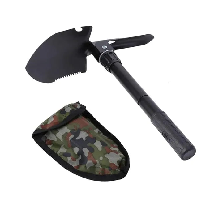 Folding Shovel 16" Camping Military Style Survival w/Pick Tool & Case Garden Tool Kit Shovel Portable Folding Shovel