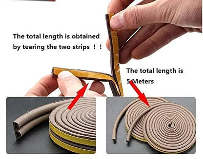 Weather Stripping Door Seal Strip, Window Seal Strip for Doors and Windows, Self Adhesive Soundproofing Sliding Door Weather-Strip Door Noise Blocker Weather-Strips Rubber Tape