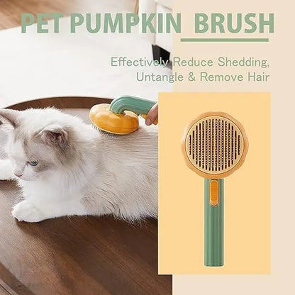 Self Cleaning Dog Comb & Cat Comb - Pet Hair Remover Grooming Comb with Switch & PAIN - FREE Slickers | Deshedding Dog Brush & Cat Brush To Gently Massage The Pets with FREE Bath Brush