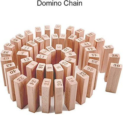 Wooden Blocks 51 Pcs 4 Dice Building Blocks Game Challenging Wooden Tumbling Tower, Wooden Stacking Toys with Dices Board Educational Puzzle Game for Adults and Kids (Wooden)