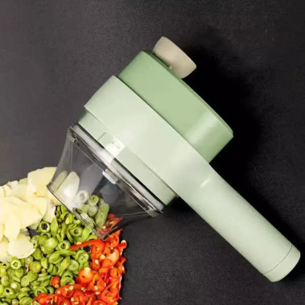 4 in 1 Handheld Electric Vegetable Cutter Set Wireless Hand held Food Processor Vegetable Chopper for Garlic Chili Onion Slicer Kitchen Portable Wireless USB Cable