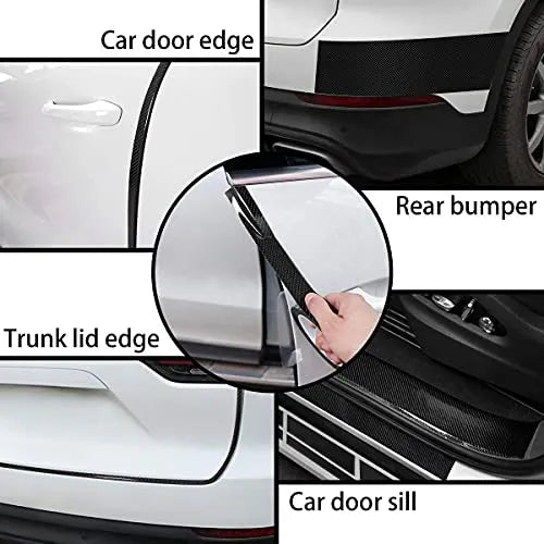 Carbon Fiber Style Waterproof Car Seal Strip Door Edge Cover Guard Anti-Scratch Step Decoration Cover Tape - 2 Inches x 5 Meters