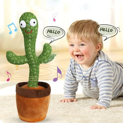 Dancing Cactus Toy, Sing+Repeat+Dancing+Recording+LED plant (Green)  (Green)