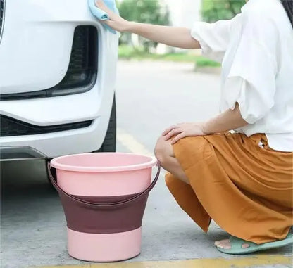 5L Portable Folding Bucket Water-Resistant, Space-Saving Design for Fishing, Travel, and Car Wash ( 5 liter folding  silicone bucket , MULTICOLOUR)