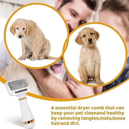 Pet Hair Dryer | 2 in 1 Pet Grooming Hair Dryer Blower Small and Medium Dogs Cats Slicker Brush Low Noise Portable Grooming Home Dog Hair Dryer | Dog Pet Grooming Blowing