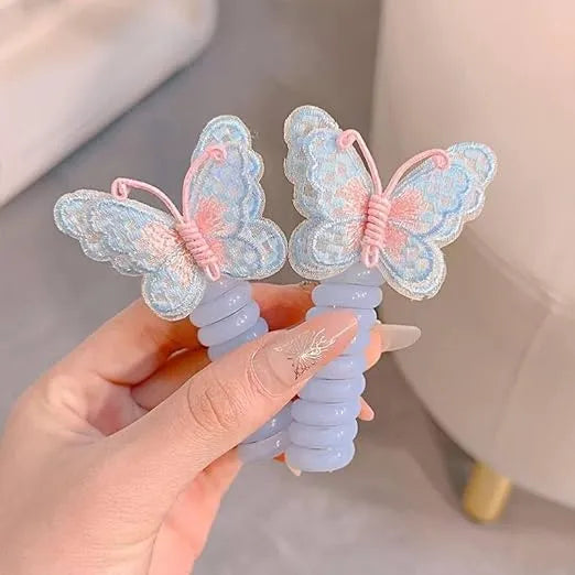 Cute Flower Spiral Hair Ties for Girls butterfly shape hairband Multicolour