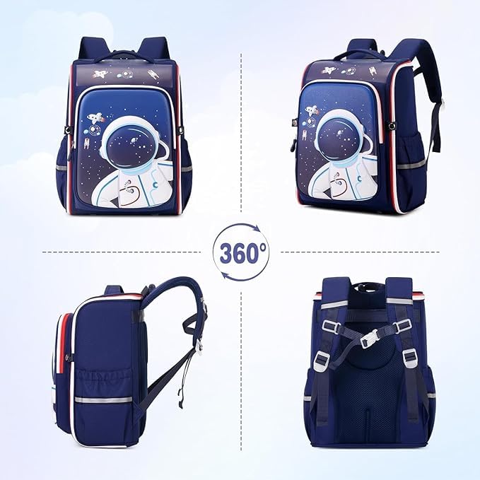 MILONI USA Astronaut Space School Backpack for Kids Girls Stylish Durable Shoulder School 6-12 Years Astronaut Space School Kids Backpack, Water Resistant, Zipper Closure (Astronaut Backpack)