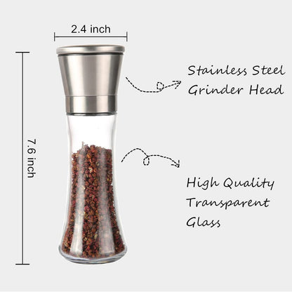 2 in 1 Salt and Pepper Grinder/Crusher with Adjustable Coarseness - Stainless Steel Mill Shaker for Perfect Seasoning