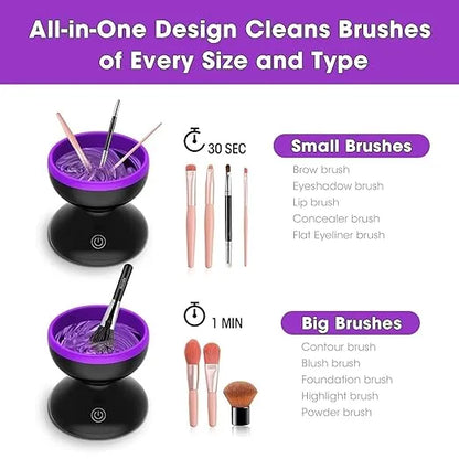 Electric Makeup Brush Cleaner, Make up Brush Clean Machine, Brush Cleaning Mat, Automatic Cosmetic Paint Brush Cleaner Spinner