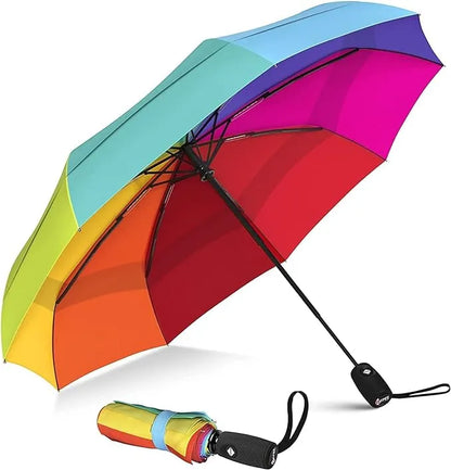Rainbow Auto Open And Close Umbrella