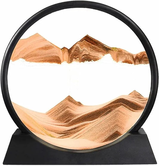 Moving Sand Art,Sand Art Decor Picture Glass Liquid Wall Painting, 3d Deep Sea Sandscape Natural Landscape in Motion Display with Flowing Sand Frame for Home Decor