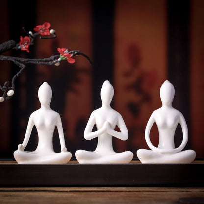 3 PCS YOGA POSE STATUE SET