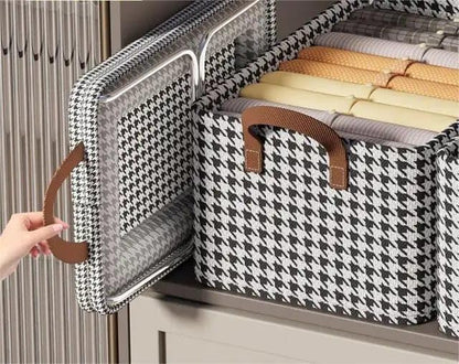 CLOTH STORAGE BOX 26L WITH COVER & 6 GRID