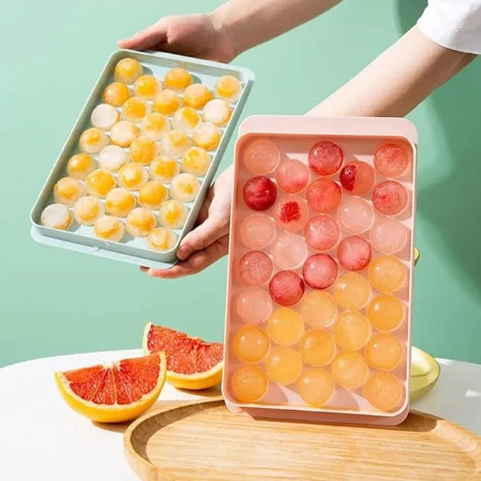 Plastic Round BPA Free Reusable Ice Cube Tray / 33 Grid Mini Circle Making Sphere Ice Ball Mold/Lollipop Candy Maker for Freezer Chilling Cocktail