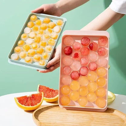 Plastic Round BPA Free Reusable Ice Cube Tray / 33 Grid Mini Circle Making Sphere Ice Ball Mold/Lollipop Candy Maker for Freezer Chilling Cocktail