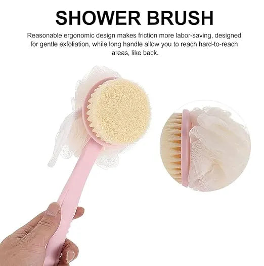 Back Exfoliator with 2 In 1 Mesh Bristles Body Brush and Back Brush Long Handle For Skin Health For Men and Women - Color may Very