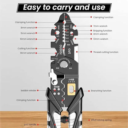 25-in-1 Wire Stripper, Multifunctional Wire Stripping Tool, Cable Stripper Tool, Wire Crimping Tool, Wire Cutter Stripping Tool for Electric Cable Stripping Cutting and Crimping