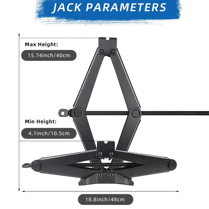 Scissor Jack 1.5 Tons (3,307 lbs) car Jack Capacity Saving Strength Design (Car Jack with Wrench)