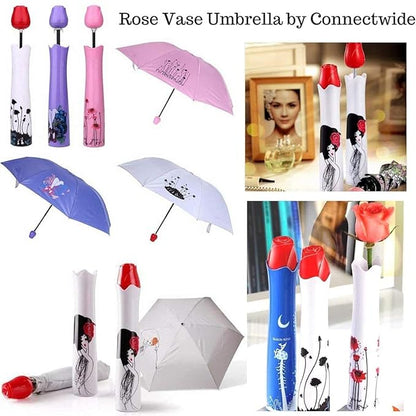 Rose Flower Case Umbrella Lightweight Waterproof UV Protection Mini Compact Foldable Design Travel Umbrella with Waterproof