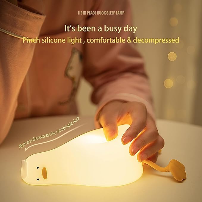 Night Light Cute Duck Light Silicone Toddler LED Lamp USB Rechargeable Animal Baby Touch Night Light with Timing Function & 7 Colors for Children Room Bedroom Decor, Rainbow