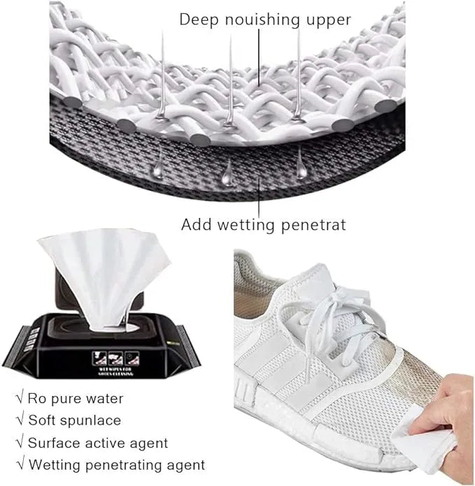 Shoe Cleaner Wipes 80 Pcs Portable Sneakers Cleaner Shoe Wipes Quickly Remove Dirt & Stains, Sneakers Cleaning Kit for Most Footwear Pack of 1 (80)