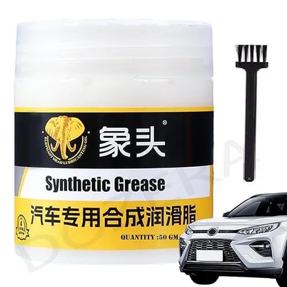 Automotive Synthetic Grease Lubricant with Brush, Reduces Friction Noise Rust and Corrosion Protection Heavy Duty Vehicle White Grease, Long Lasting For Cars, Buses, Trucks, 2 Wheeler (50g.)