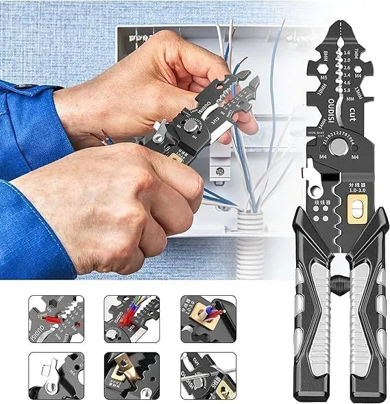 25-in-1 Wire Stripper, Multifunctional Wire Stripping Tool, Cable Stripper Tool, Wire Crimping Tool, Wire Cutter Stripping Tool for Electric Cable Stripping Cutting and Crimping