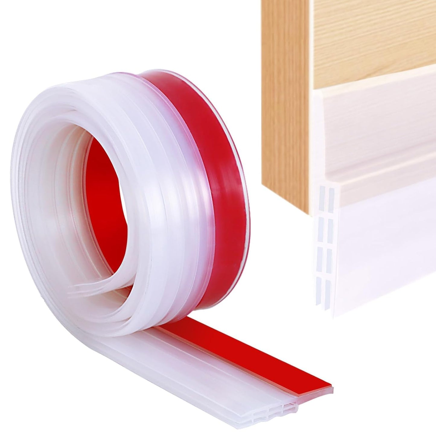 Door Draft Stopper Under Door Draft Blocker Insulator Door Sweep Weather Stripping Noise Stopper Strong Adhesive 39" Length (Transparent)