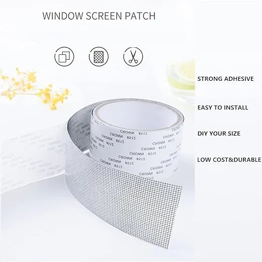 Window Screen Repair Kit Tape,Strong Adhesive & Waterproof Fiberglass Covering Mesh Tape for Covering Window Door Tears Holes Screen Patch Repair Kits