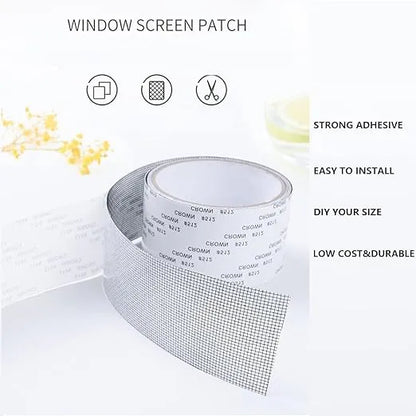 Window Screen Repair Kit Tape,Strong Adhesive & Waterproof Fiberglass Covering Mesh Tape for Covering Window Door Tears Holes Screen Patch Repair Kits