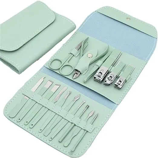 16-Piece Professional Nail Clippers Set, Stainless Steel Manicure Pedicure Set, Manicure Set for Manicure and Pedicure, Cuticle Cleaning, Home, Travel (Multicolor, Pack of 1)