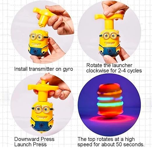 Minion Spinning Top Magic Latto Toy Flashing Plastic Magic Lattoo Top Toy with LED Lights Music Non-Toxic Safe Spinning Top Attractive Toy Laser Toys Kids(Multicolor) (Spinning Top)