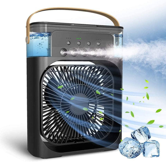 Portable Humidifier Air Cooler Fan Mini Cooler For Home With 3 Speed Mode, Mist Fan With Water Spray, 7 Color Led And Timer, Usb Personal Cooler Desk Fan(Usb Powered Mini Ac, Multicolor)