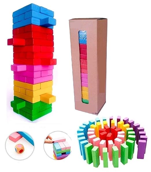 Colorful Education Wooden Blocks Toy Set|Dices Board Educational Puzzle Game For Kids & Adults (Multi-Color)|Pack of 1