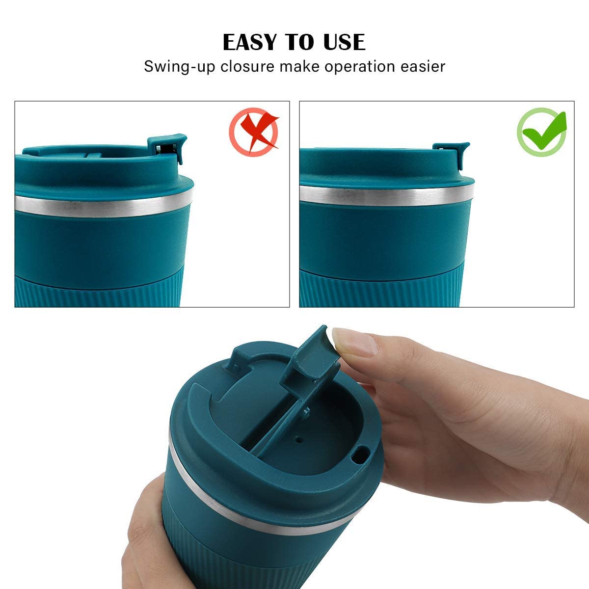 COFFEE CUP TRAVEL BLUE RUBBER