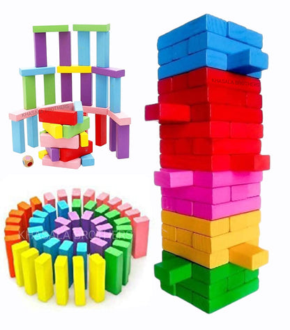 Colorful Education Wooden Blocks Toy Set|Dices Board Educational Puzzle Game For Kids & Adults (Multi-Color)|Pack of 1