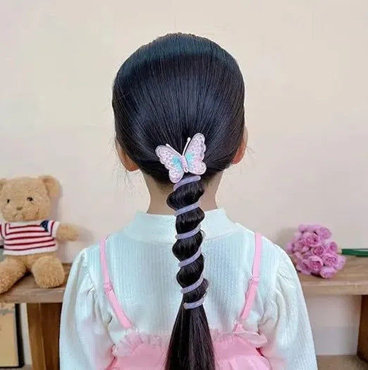 Cute Flower Spiral Hair Ties for Girls butterfly shape hairband Multicolour