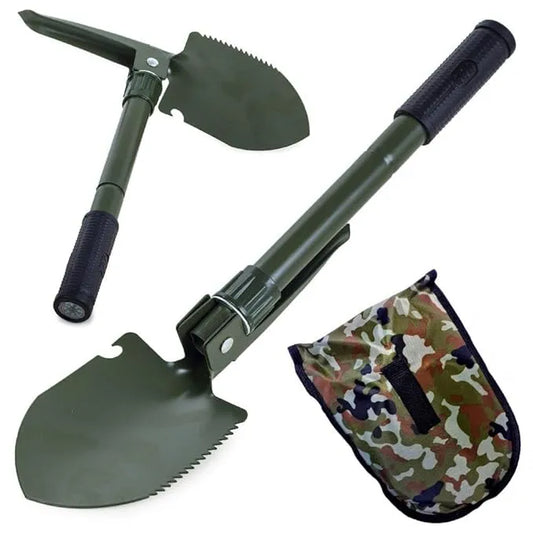 Folding Shovel 16" Camping Military Style Survival w/Pick Tool & Case Garden Tool Kit Shovel Portable Folding Shovel