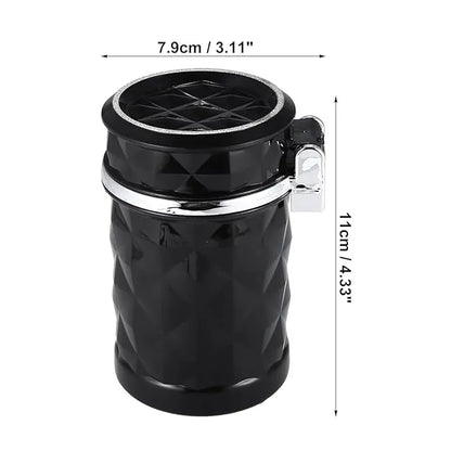 Car Accessories Universal Portable Trash Can Ashtray with Blue LED Light Indicator Windproof Black