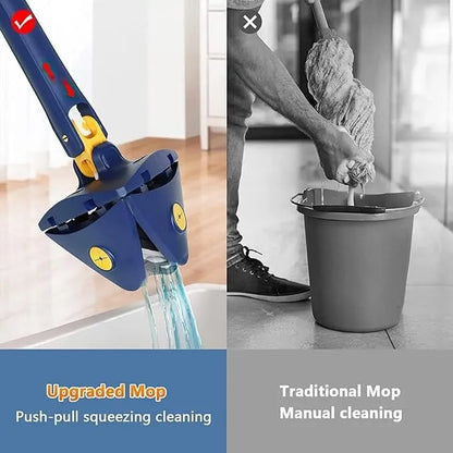 Rotatable Triangle Mop with Long Handle, Microfiber Flat Floor mop Rotatable Cleaning Brush Glass Wiper Window Cleaner Floor Cleaning Car Glass Cleaning Scraper Dust Mop