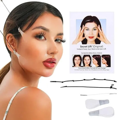 Invisible Face Lifting Wrinkles Tape 40PCS,Instant Face Neck and Eye Lifting sticker With Lifting Ropes Elastic Waterproof,V-line Makeup Tool to Hide Facial Wrinkles Saggy Skin Face Lift Up Chin Tape