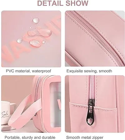 Wash Bag Clear Makeup Pouch Set Cosmetic Organizer Bag for Women and Girls Travel Waterproof Toiletry Storage Kit Organizer Makeup Pouch for Cosmetics Brushes Accessories