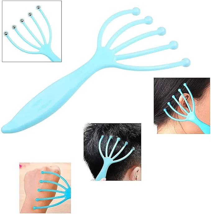 Head Massager for Scalps, 5 Fingers Scalp Massage Machine with Steel Balls, Manual Massager for Deep Relaxation, Stress Reduction and Improved Sleep Quality