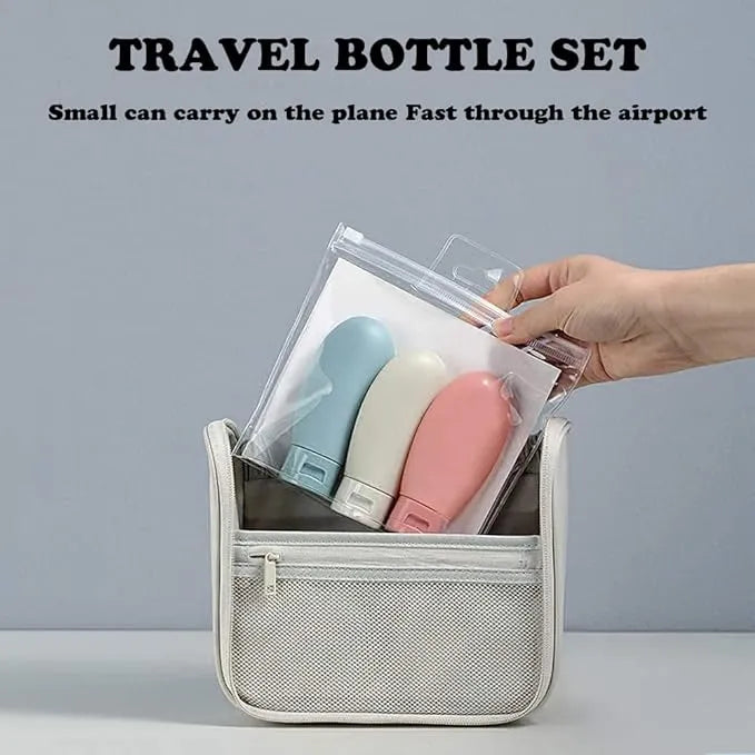 3 Pcs Travel Bottles Set,60ML Travel Bottles & Containers,Small Mini Empty Plastic Squeeze Bottles for Travel Toiletries,Shampoo and Conditioner with Storage Bag.(Multicolor)