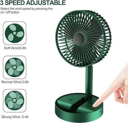 Mini Foldable USB Rechargeable Desk Fan Electric Desktop Fan Adjustable & Portable for Travel Silent Table Top Personal Fan for Bedside Office Table, Home, Kichen (Color may change)