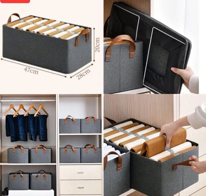 26 Liter Large Storage Box for Clothes Foldable Steel Frame Wardrobe Organizer Cloth Box with Zipper with Clear Window and Handle organizer Pack of 1