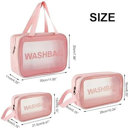 Wash Bag Clear Makeup Pouch Set Cosmetic Organizer Bag for Women and Girls Travel Waterproof Toiletry Storage Kit Organizer Makeup Pouch for Cosmetics Brushes Accessories