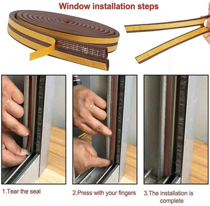 Weather Stripping Door Seal Strip, Window Seal Strip for Doors and Windows, Self Adhesive Soundproofing Sliding Door Weather-Strip Door Noise Blocker Weather-Strips Rubber Tape