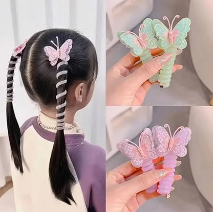 Cute Flower Spiral Hair Ties for Girls butterfly shape hairband Multicolour